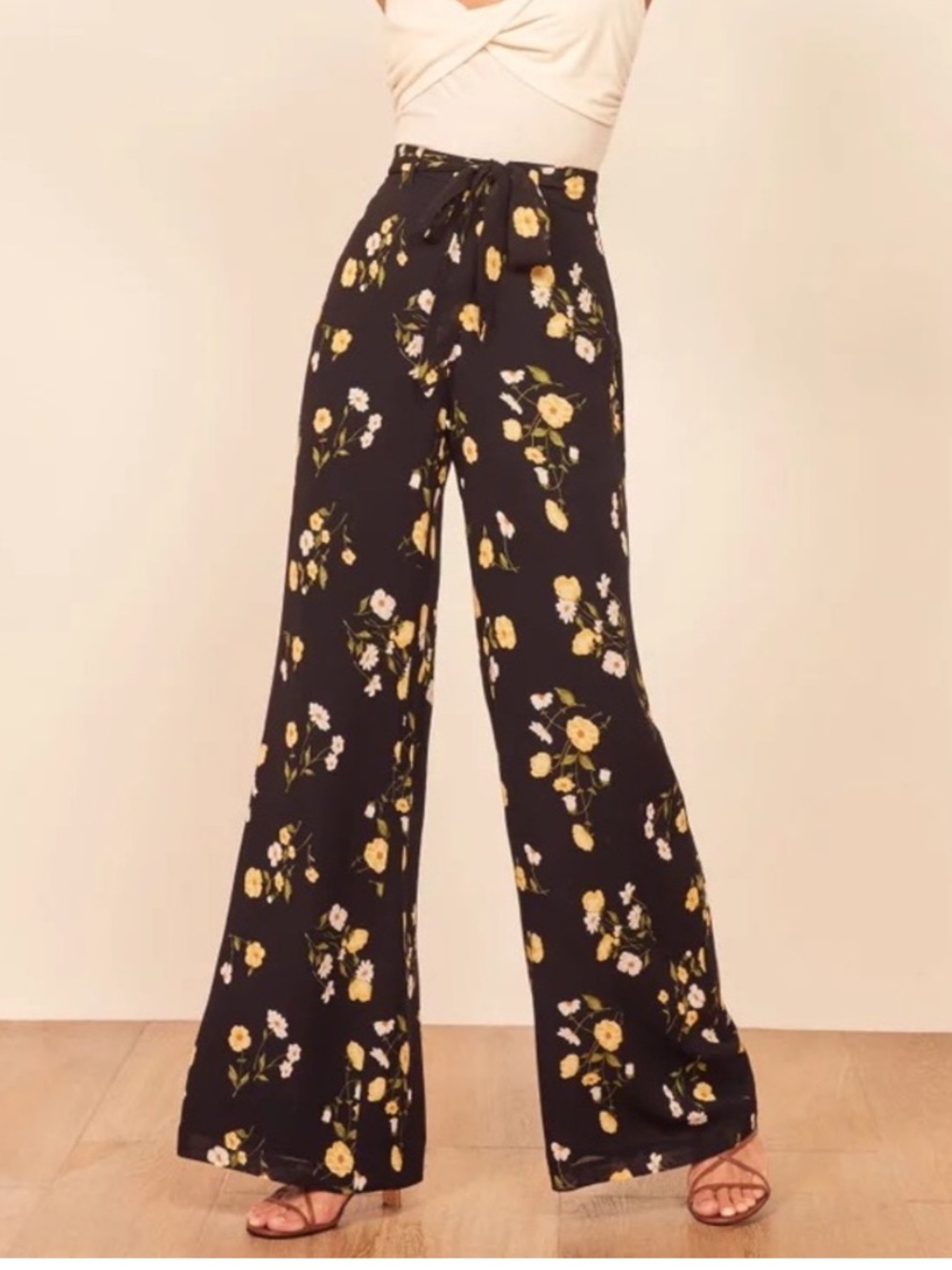 Reformation Starry Pant Floral Piazza Trouser Wide Leg Pants Size 12